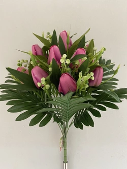 Искусственные цветы оптом Тюльпан средний с папоротником  Д-137