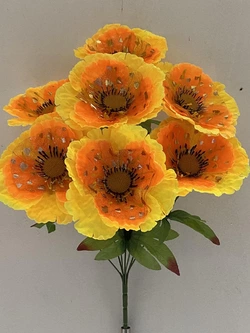 Искусственные цветы оптом  Мак атласный с фуалью