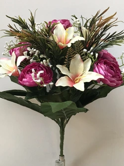 Искусственные цветы оптом Пион + Лилия вазон