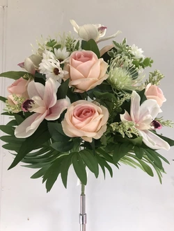 Искусственные цветы оптом Ирис + Роза с папоротником Д-127