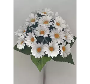 Искусственные цветы оптом  Ромашка мелкая с лопухом вазон