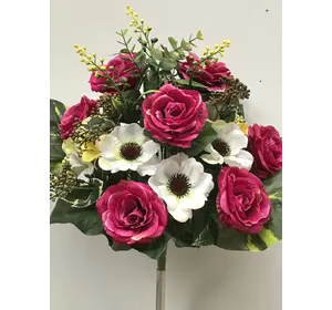Искусственные цветы оптом Роза+гартензия+касмея  не пресс