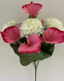 Штучні квіти оптом.  Калинка атласна +кала бархатна