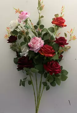 Штучні квіти оптом. Троянда бархатна кольорова Штучні квіти оптом. Троянда бархатна кольорова
