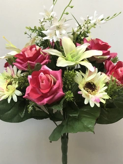 Искусственные цветы оптом Роза+Лилия+Ромашка вазон