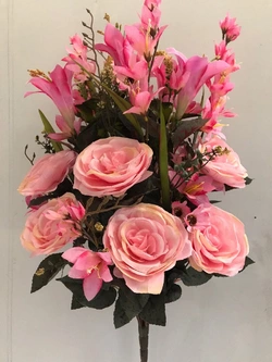 Искусственные цветы оптом  Роза чаша +лилия экибана