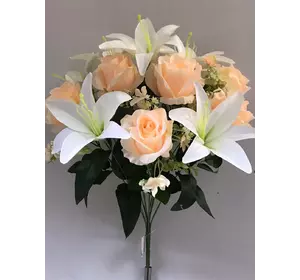 Искусственные цветы оптом   Роза+Лилия крупная декор Д 72