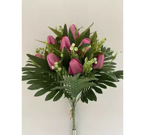 Искусственные цветы оптом Тюльпан средний с папоротником  Д-137