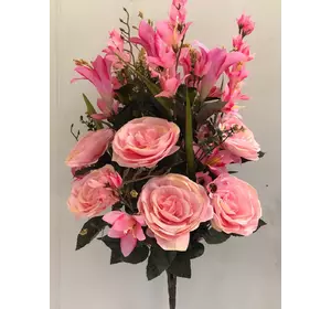 Искусственные цветы оптом  Роза чаша +лилия экибана