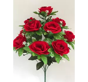 Искусственные цветы оптом  Роза круглая 11 ка бархатная с листом не пресс