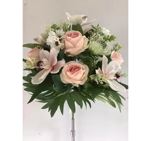 Искусственные цветы оптом Ирис + Роза с папоротником Д-127